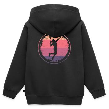 Badmintonspieler Badminton Frauen Federball - Kinder Premium Organic Zip Hoodie - Schwarz - Hinten - AI Model Kid Male (0cm)