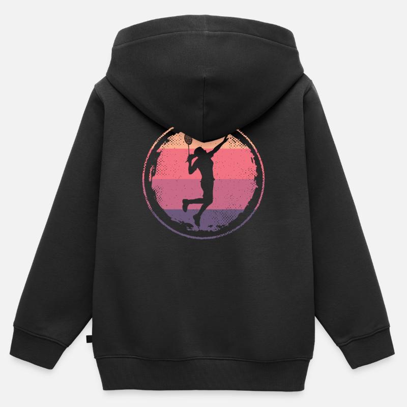 Joueuse de badminton Badminton Badminton féminin - Sweat Premium à capuche zippé enfant bio - noir