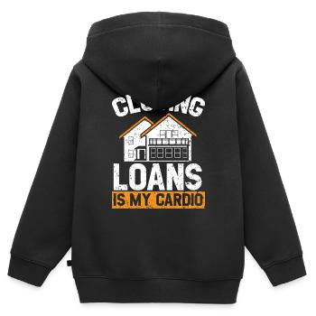 Closing Loans ist mein Cardio Mortgage Loan Officer - Kinder Premium Organic Zip Hoodie - Schwarz - Hinten - AI Model Kid Male (0cm)