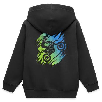 Motocross Vélo Motocyclistes Enfants Moto - Sweat Premium à capuche zippé enfant bio - noir - Dos - AI Model Kid Male (0cm)