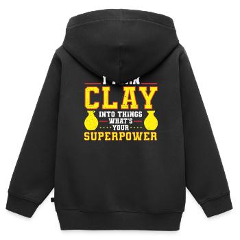 Four en céramique Cermaicist Pot de four en argile céramique - Sweat Premium à capuche zippé enfant bio - noir - Dos - AI Model Kid Male (0cm)