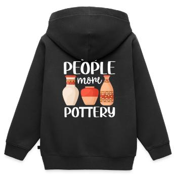 Four en céramique Cermaicist Pot de four en argile céramique - Sweat Premium à capuche zippé enfant bio - noir - Dos - AI Model Kid Male (0cm)