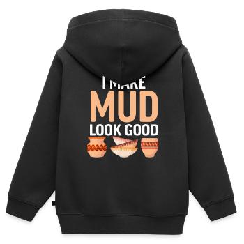 Four en céramique Cermaicist Pot de four en argile céramique - Sweat Premium à capuche zippé enfant bio - noir - Dos - AI Model Kid Male (0cm)