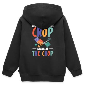 Was bei der Ernte passiert, bleibt bei der Ernte - Kinder Premium Organic Zip Hoodie - Schwarz - Hinten - AI Model Kid Male (0cm)