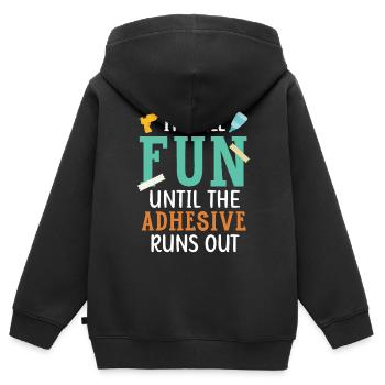 Alles ist lustig, bis der Kleber ausgeht Scrapbook - Kinder Premium Organic Zip Hoodie - Schwarz - Hinten - AI Model Kid Male (0cm)
