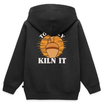 Four en céramique Cermaicist Pot de four en argile céramique - Sweat Premium à capuche zippé enfant bio - noir - Dos - AI Model Kid Male (0cm)