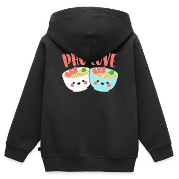 Pho Lover Essstäbchen Vietnamesische Nudeln Asiatisches Essen - Kinder Premium Organic Zip Hoodie - Schwarz - Hinten - AI Model Kid Male (0cm)