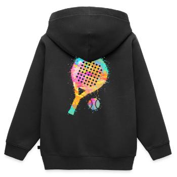 Padel Filles Padel Tennis Femmes Padel Joueur - Sweat Premium à capuche zippé enfant bio - noir - Dos - AI Model Kid Male (0cm)