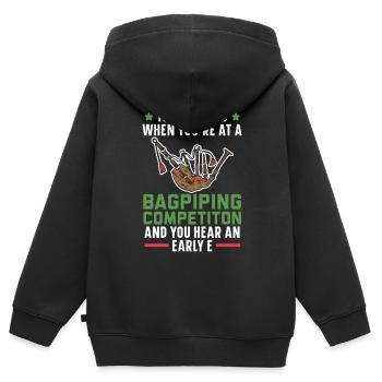 Le sentiment lorsque vous entendez une cornemuse électronique précoce - Sweat Premium à capuche zippé enfant bio - noir - Dos - AI Model Kid Male (0cm)