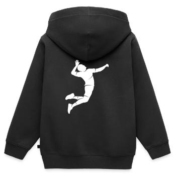 Volleyballer Silhouette Volleyball - Kinder Premium Organic Zip Hoodie - Schwarz - Hinten - AI Model Kid Male (0cm)