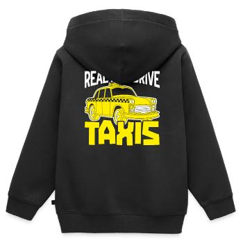 Echte Männer fahren Taxis Taxis Taxifahrer Taxifahrer Taxifahrer Taxifahrer - Kinder Premium Organic Zip Hoodie - Schwarz - Hinten - AI Model Kid Male (0cm)