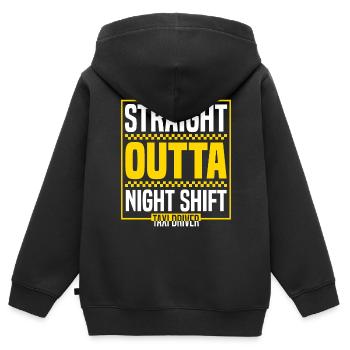 Straight Outta Nachtschicht Taxifahrer Taxifahrer - Kinder Premium Organic Zip Hoodie - Schwarz - Hinten - AI Model Kid Male (0cm)