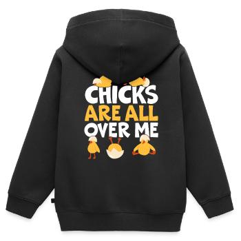 Hühnerzüchter Hühnerflüsterer Nutztier - Kinder Premium Organic Zip Hoodie - Schwarz - Hinten - AI Model Kid Male (0cm)