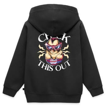 Hühnerzüchter Hühnerflüsterer Nutztier - Kinder Premium Organic Zip Hoodie - Schwarz - Hinten - AI Model Kid Male (0cm)