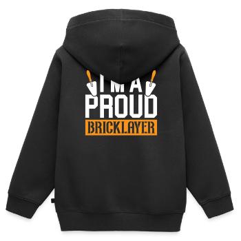 Briques Briques Ouvrier de la construction Briqueteur-maçon - Sweat Premium à capuche zippé enfant bio - noir - Dos - AI Model Kid Male (0cm)