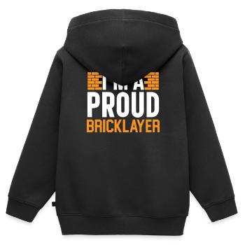 Briques Briques Ouvrier de la construction Briqueteur-maçon - Sweat Premium à capuche zippé enfant bio - noir - Dos - AI Model Kid Male (0cm)