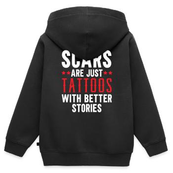 Les cicatrices ne sont que des tatouages avec de meilleures histoires T - Sweat Premium à capuche zippé enfant bio - noir - Dos - AI Model Kid Male (0cm)