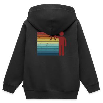Retro Kröte Kaulquappe Laubfrosch Frosch Fänger - Kinder Premium Organic Zip Hoodie - Schwarz - Hinten - AI Model Kid Male (0cm)
