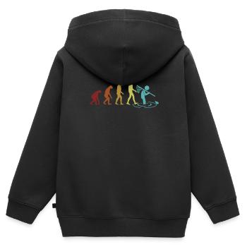 Frog Catching Evolution Kröte Kaulquappe Frosch - Kinder Premium Organic Zip Hoodie - Schwarz - Hinten - AI Model Kid Male (0cm)