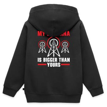 Mon antenne est plus grande que votre radio amateur - Sweat Premium à capuche zippé enfant bio - noir - Dos - AI Model Kid Male (0cm)