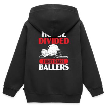 Haus geteilt Ich erziehe nur Ballers Baseball-Liebhaber - Kinder Premium Organic Zip Hoodie - Schwarz - Hinten - AI Model Kid Male (0cm)