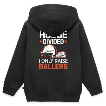 Haus geteilt Ich erziehe nur Ballers Baseball-Liebhaber - Kinder Premium Organic Zip Hoodie - Schwarz - Hinten - AI Model Kid Male (0cm)