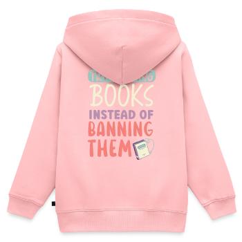 Lire des livres interdits Bookworm Book Lover Bibliophile - Sweat Premium à capuche zippé enfant bio - rose - Dos - AI Model Kid Female (0cm)