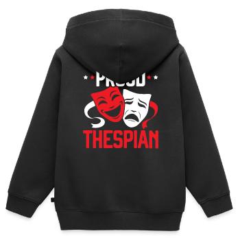 Répétition de théâtre Artiste Actrice Actrice - Sweat Premium à capuche zippé enfant bio - noir - Dos - AI Model Kid Male (0cm)