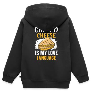 Le fromage grillé est ma langue d’amour Foodie Che - Sweat Premium à capuche zippé enfant bio - noir - Dos - AI Model Kid Male (0cm)
