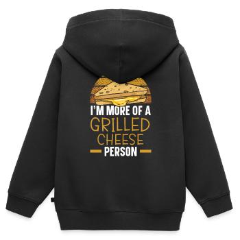Ich bin eher ein Grillkäse-Typ Grillkäse - Kinder Premium Organic Zip Hoodie - Schwarz - Hinten - AI Model Kid Male (0cm)