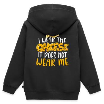 I Wear The Cheese It Does Not Wear Me Cheesy Food - Kids Premium Organic Zip-up Hoodie - black - Back - AI Model Kid Male (0cm)