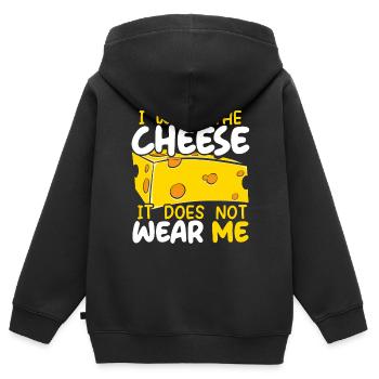 I Wear The Cheese It Does Not Wear Me Cheesy Food - Kids Premium Organic Zip-up Hoodie - black - Back - AI Model Kid Male (0cm)