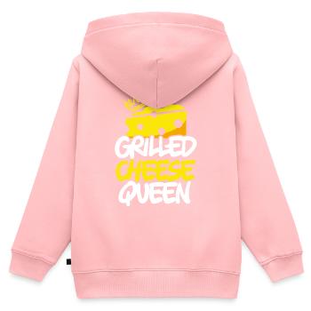 Fromage grillé Queen Cheesy Food Lover Foodie - Sweat Premium à capuche zippé enfant bio - rose - Dos - AI Model Kid Female (0cm)