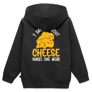 7 Days Without Cheese Makes One Weak Cheesy Food - Kids Premium Organic Zip-up Hoodie - black - Back - AI Model Kid Male (0cm)
