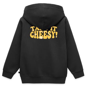 Take It Cheesy Food Lover Foodie Cheese Eater - Kids Premium Organic Zip-up Hoodie - black - Back - AI Model Kid Male (0cm)