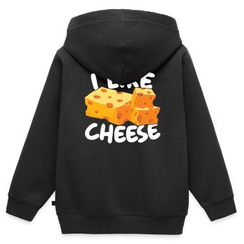 Ich mag Käseesser Käse Essen Liebhaber Feinschmecker - Kinder Premium Organic Zip Hoodie - Schwarz - Hinten - AI Model Kid Male (0cm)