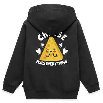 Käse repariert alles Käse Food Liebhaber Feinschmecker - Kinder Premium Organic Zip Hoodie - Schwarz - Hinten - AI Model Kid Male (0cm)