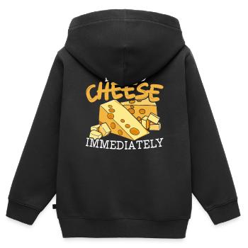 J’ai besoin de fromage immédiatement ringard gourmand - Sweat Premium à capuche zippé enfant bio - noir - Dos - AI Model Kid Male (0cm)
