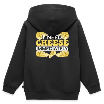 J’ai besoin de fromage immédiatement ringard gourmand - Sweat Premium à capuche zippé enfant bio - noir - Dos - AI Model Kid Male (0cm)