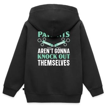 Die Patienten werden sich nicht selbst betäuben - Kinder Premium Organic Zip Hoodie - Schwarz - Hinten - AI Model Kid Male (0cm)