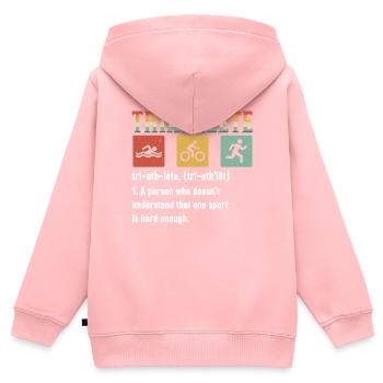 Triathlon Athlet Triathlet Schwimmen Radfahren Laufen - Kinder Premium Organic Zip Hoodie - Rosa - Hinten - AI Model Kid Female (0cm)