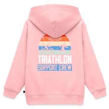 Triathlon Athlet Triathlet Schwimmen Radfahren Laufen - Kinder Premium Organic Zip Hoodie - Rosa - Hinten - AI Model Kid Female (0cm)