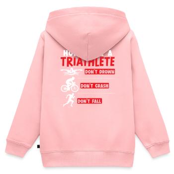 Triathlon Athlet Triathlet Schwimmen Radfahren Laufen - Kinder Premium Organic Zip Hoodie - Rosa - Hinten - AI Model Kid Female (0cm)