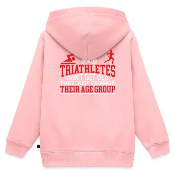 Triathlon Athlet Triathlet Schwimmen Radfahren Laufen - Kinder Premium Organic Zip Hoodie - Rosa - Hinten - AI Model Kid Female (0cm)