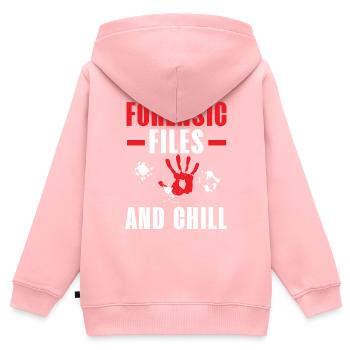 Forensische Akten und Chill Forensische Wissenscha - Kinder Premium Organic Zip Hoodie - Rosa - Hinten - AI Model Kid Female (0cm)