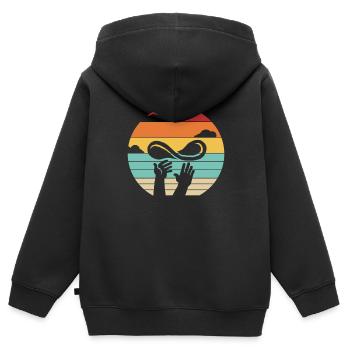 Retro Pizza Plateau Pizza Pizza Four Pizza Lover - Sweat Premium à capuche zippé enfant bio - noir - Dos - AI Model Kid Male (0cm)