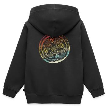Retro Pizza Plateau Pizza Pizza Four Pizza Lover - Sweat Premium à capuche zippé enfant bio - noir - Dos - AI Model Kid Male (0cm)