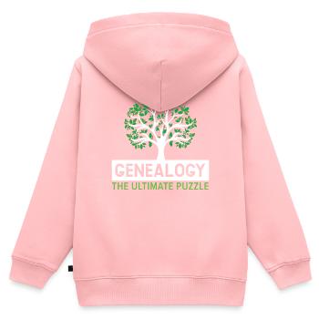 Genealogie Das ultimative Rätsel Genealogen - Kinder Premium Organic Zip Hoodie - Rosa - Hinten - AI Model Kid Female (0cm)