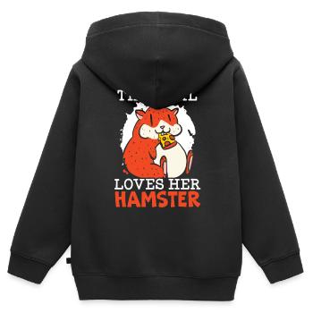 Cette fille aime les hamsters rongeurs pour animaux de compagnie hamster hammy - Sweat Premium à capuche zippé enfant bio - noir - Dos - AI Model Kid Male (0cm)