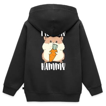 J’aime mon hammy hamster amant hamster hamster propriétaire rongeur - Sweat Premium à capuche zippé enfant bio - noir - Dos - AI Model Kid Male (0cm)